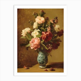 Peonies In A Blue Vase Art Print