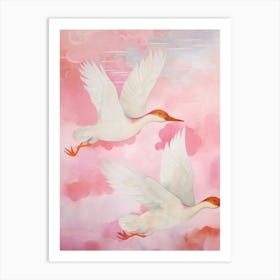 Pink Ethereal Bird Painting Duck 1 Art Print