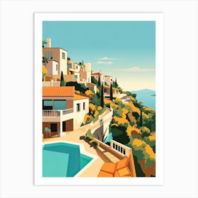 Costa Del Sol, Spain, Flat Illustration 4 Art Print