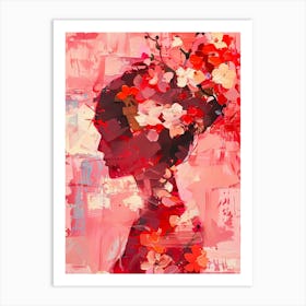 Portrait Of A Woman With Flowers 1 Art Print