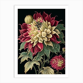 Dahlia 1 Floral Botanical Vintage Poster Flower Art Print
