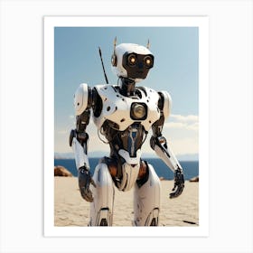 Robot On The Beach Art Print