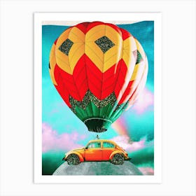 Beetle Surreal Vintage Collage Colourful Art Print