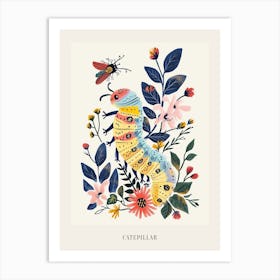 Colourful Insect Illustration Catepillar 7 Poster Art Print