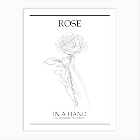 Rose In A Hand Line Drawing 3 Poster Art Print