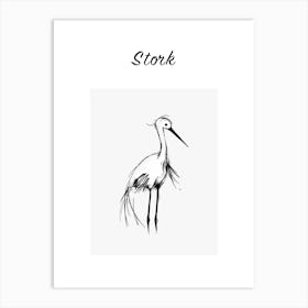 B&W Stork Poster Art Print