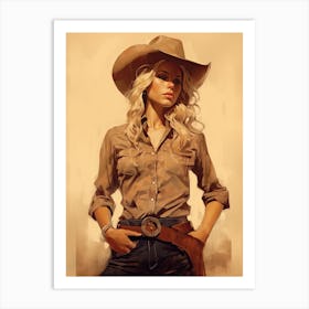 Vintage Style Cowgirl 1 Art Print