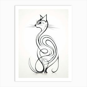 Cat Drawing Style Abstract Art Print