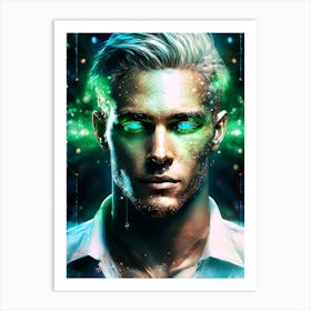 Man With Green Eyes Portrait Art Print