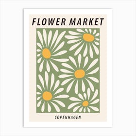 Flower Market Copenhagen, Chamomile, Daisy art Art Print