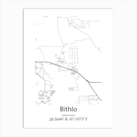 Bithlo,United States Minimalist Map Art Print