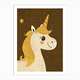 Cute Starry Unicorn Muted Pastels 1 Art Print