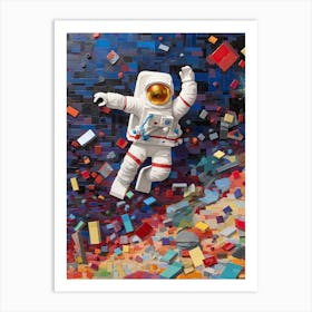 Astronaut And Colourful Bricks 2 Art Print