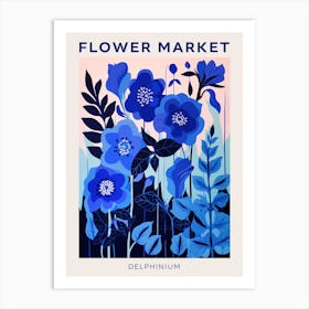 Blue Flower Market Poster Delphinium 2 Art Print