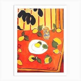 Matisse Black Philodendron And Lemons Art Print