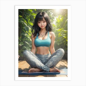 Asian Girl In Yoga Pose Art Print