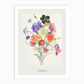 Scabiosa 2 Collage Flower Bouquet Poster Art Print