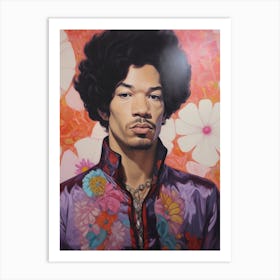 Jimi Hendrix Floral Portrait 2 Art Print