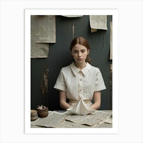 Paper Boat Paper Doll With A Sorrowful Expression Small And Fragile Set Against A Gloomy Backdrop Art Print