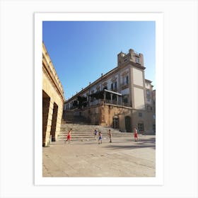 Playing Football In Sicily Art Print