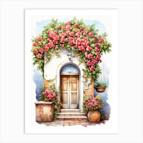 Rome, Italy   Mediterranean Doors Watercolour Painting 2 Art Print