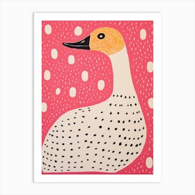 Pink Polka Dot Swan 2 Art Print