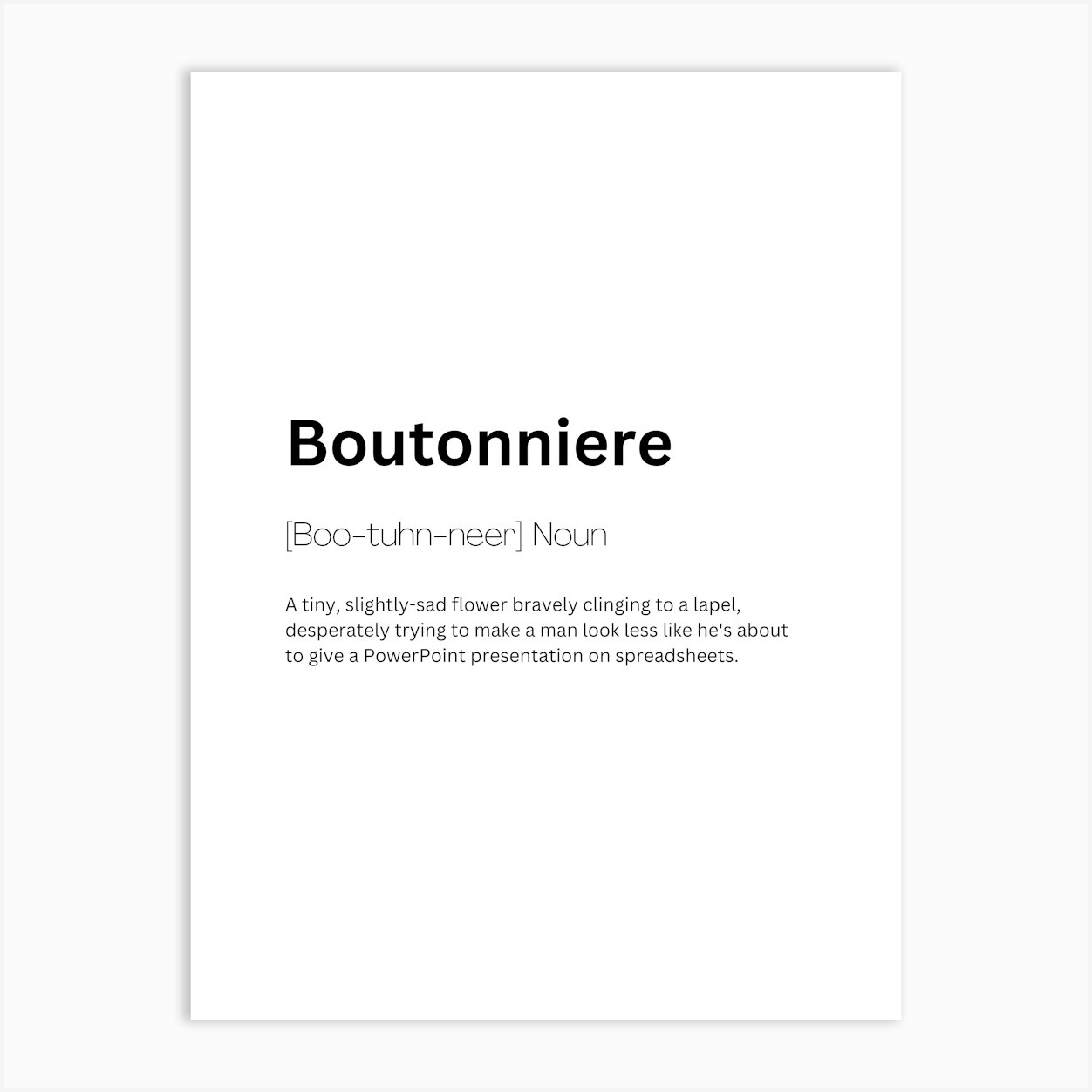 Boutonniere Definition Meaning Art Print by Kaigozen