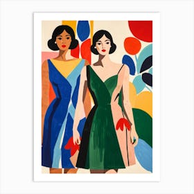 Two Women In Dresses Art Print