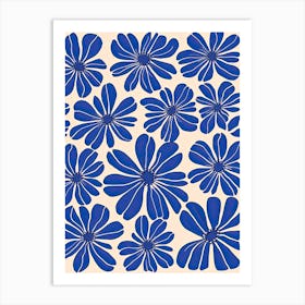 Blue Flowers Pattern 4 Art Print