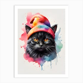 Black Cat In A Hat Art Print