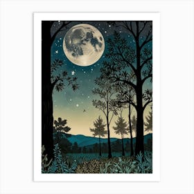 Moonlight In The Forest Style William Morris 12 Art Print