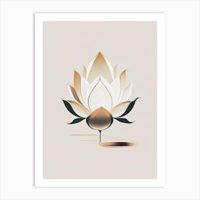 Blooming Lotus Flower In Lake Retro Minimal 5 Art Print