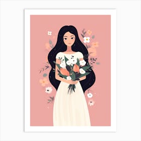 Bloom Body Art Bride With Flowers Art Print