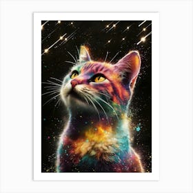 Starry Sky Cat Art Print