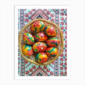 Easter Eggs In A Basket 19 Art Print
