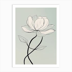 Line Art Lotus Flowers Illustration Neutral 7 Art Print