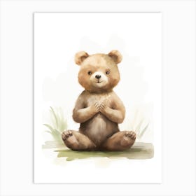 Yoga Teddy Bear Painting Watercolour 3 Art Print