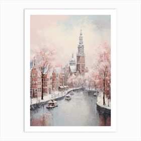 Dreamy Winter Painting Amsterdam Netherlands 1 Art Print