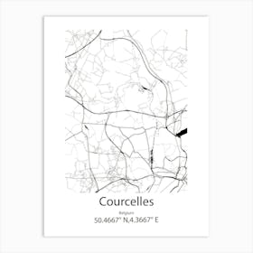 Courcelles,Belgium Minimalist Map Art Print