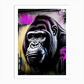 Gorilla In Front Of Graffiti Wall Gorillas Graffiti Style 1 Art Print