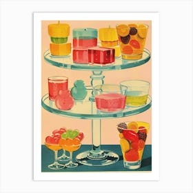 Retro Jelly Dessert Platter Illustration 3 Art Print