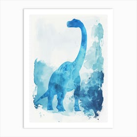 Blue Brontosaurus Dinosaur Silhouette 2 Art Print