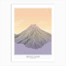 Mount Yasur Vanuatu Color Line Drawing 2 Poster Art Print