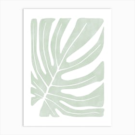 Pastel Green Monstera Leaf Art Print