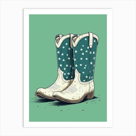 Cowgirl Boots Green 3 Art Print