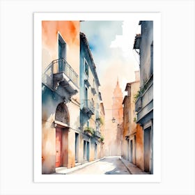 Watercolor Street Painting 2 Art Print