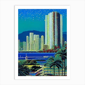 Honolulu City, City Us  Pointillism Art Print