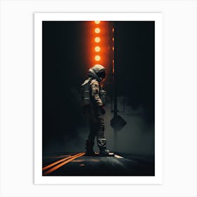 Astronaut At The Train Station Art Print