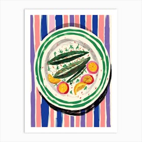 A Plate Of Paella, Top View Food Illustration 1 Art Print