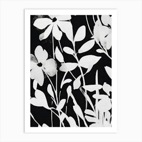 Black and White Flowers Botanical Floral Artwork Art Print